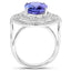 14K White Gold 6.83 Carat Genuine Tanzanite and Diamond Ring