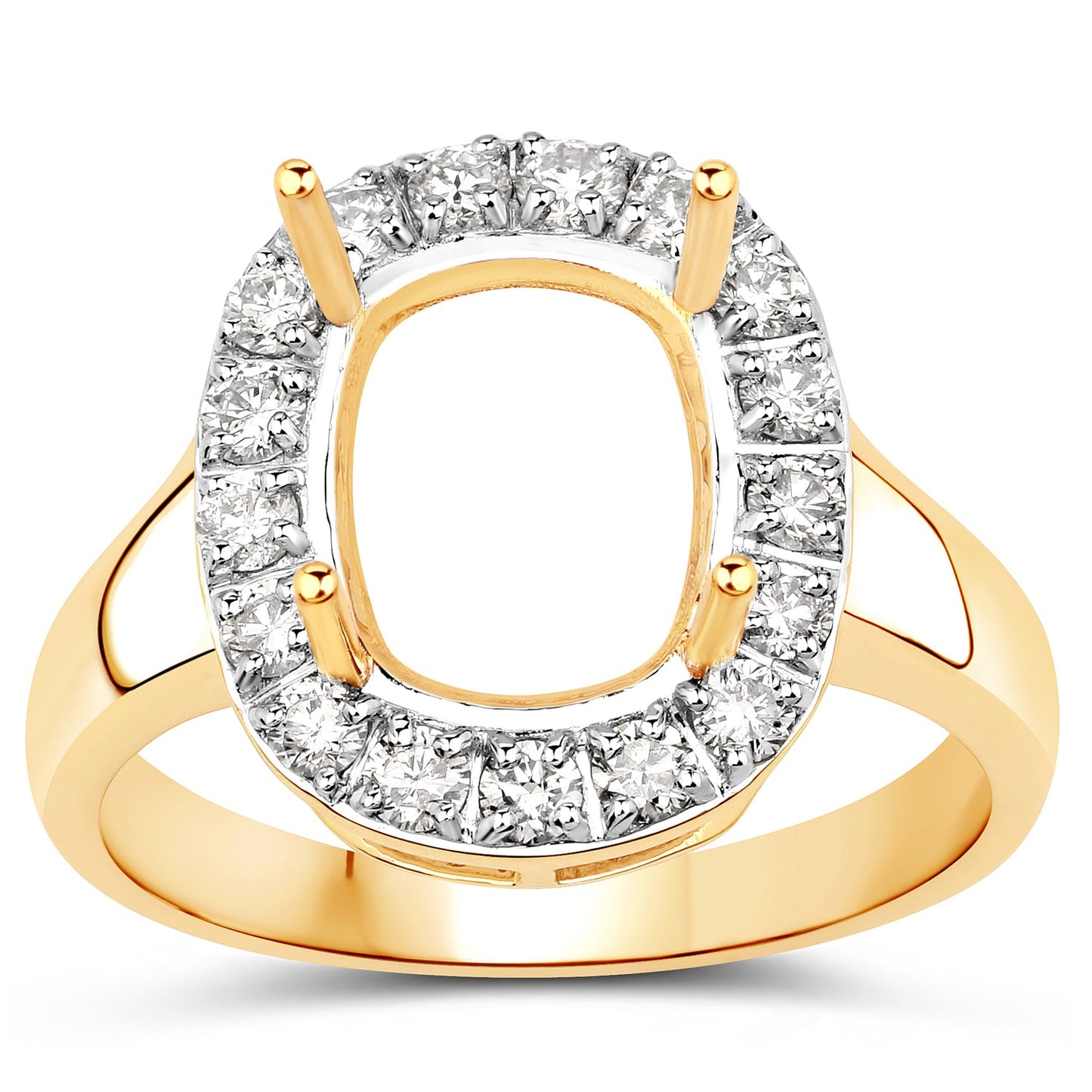 Bague de fiançailles semi-montée en or jaune 14K avec diamant blanc de 0,51 carat