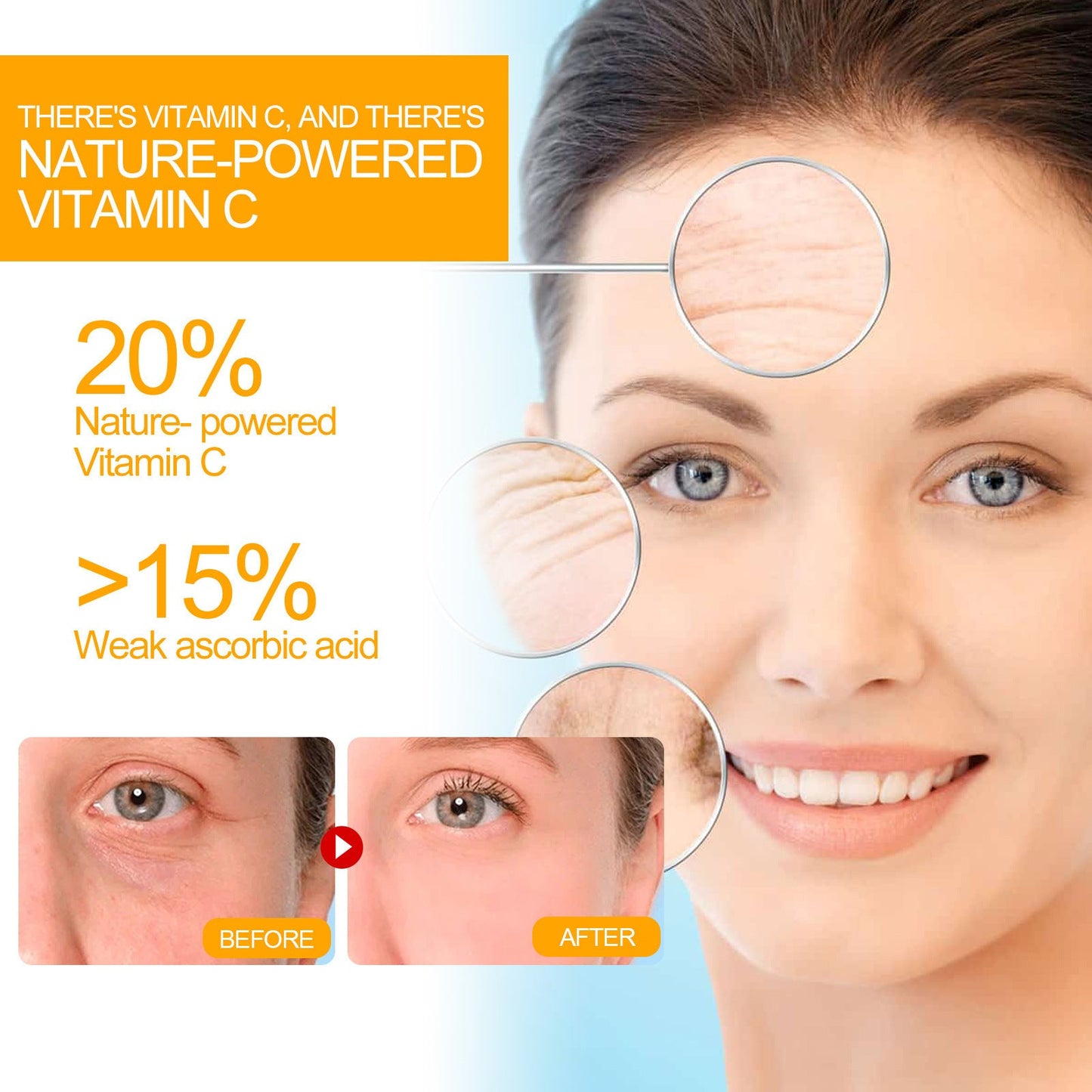 Vitamin C Anti-Aging Serum, Lighten Neck Lines And Facial Wrinkles, Firming And Tender Skin Anti-Wrinkle Serum - Korvel