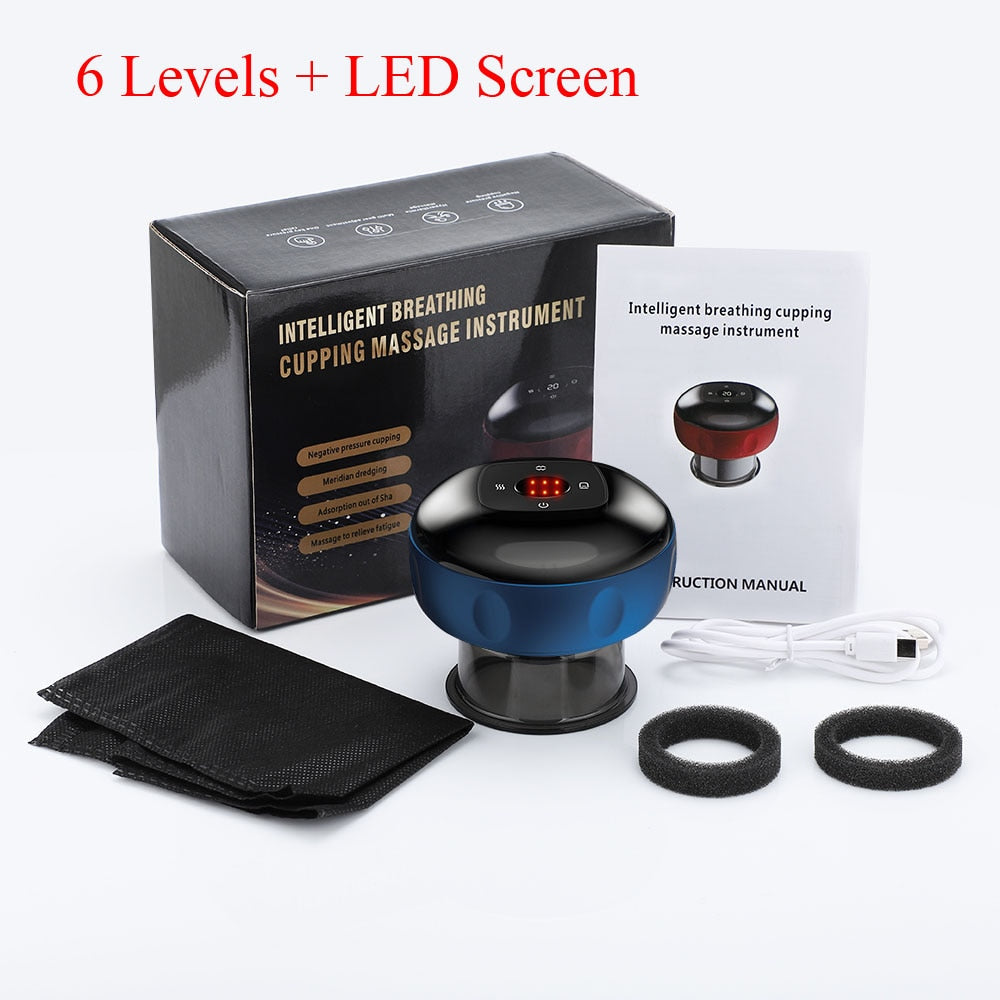 Electric Cupping Massager Scraping and Cupping Therapy Red Light Heating Vibration Pressotherapy Rechargeable Pain Relief - Korvel