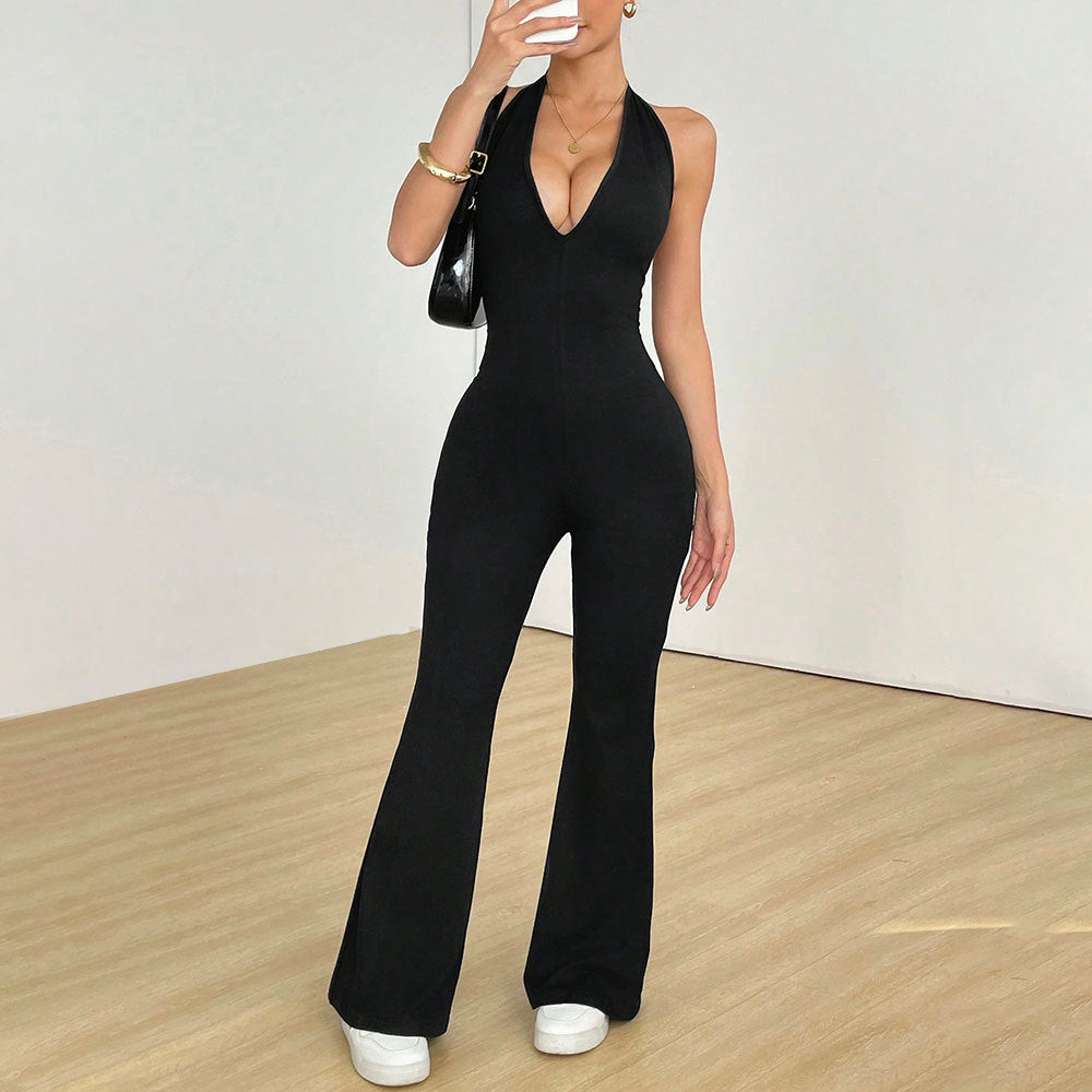 European and American hollow back tight fitting jumpsuit - Korvel