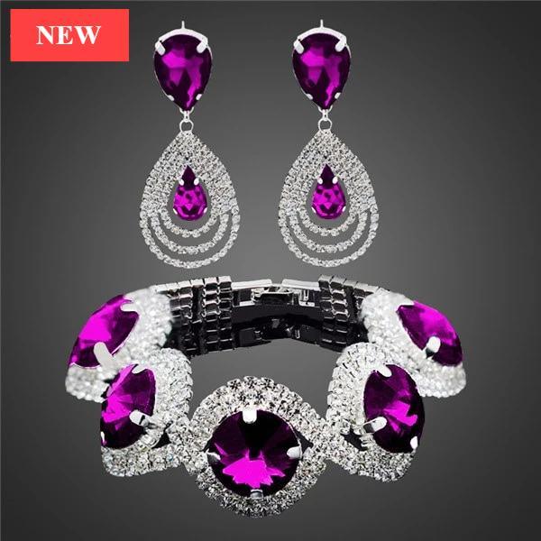 Elegant Wedding Bridal Jewelry Set with Rhinestones and Crystals