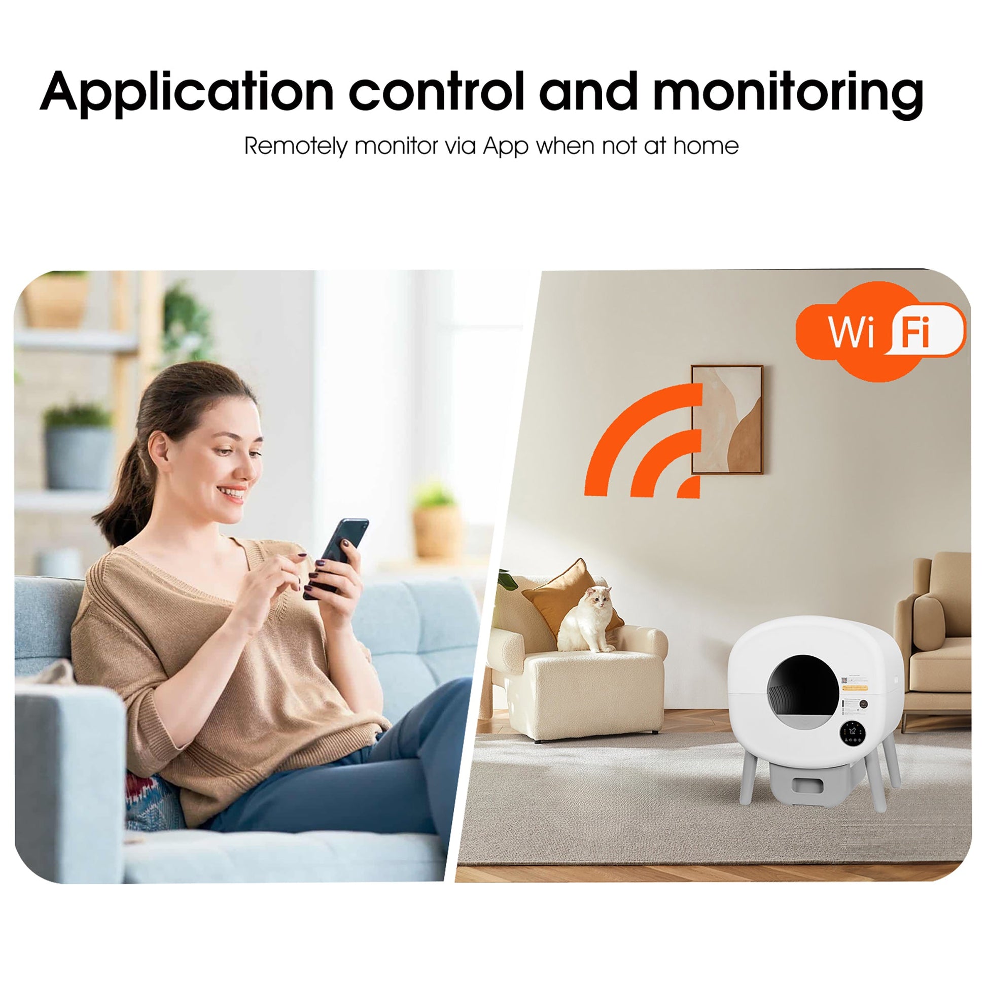 Automatic Smart Cat Litter Box, Large Capacity Self-Cleaning Litter Box with Infrared/Gravity/Ambient Light Function(Model B) - Korvel