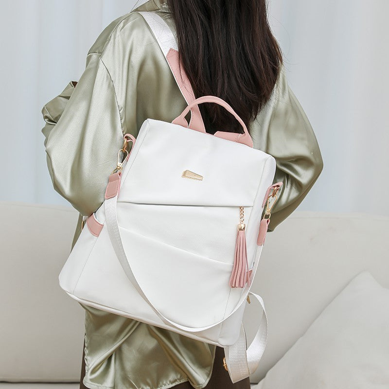 Oxford Cloth Stitching Women'S Backpack Anti-Theft Back Zipper Girls Schoolbag Casual Travel Double Shoulder Backpack - Korvel