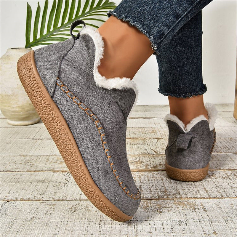 Fashion V-Cut Plush Ankle Boots for Women