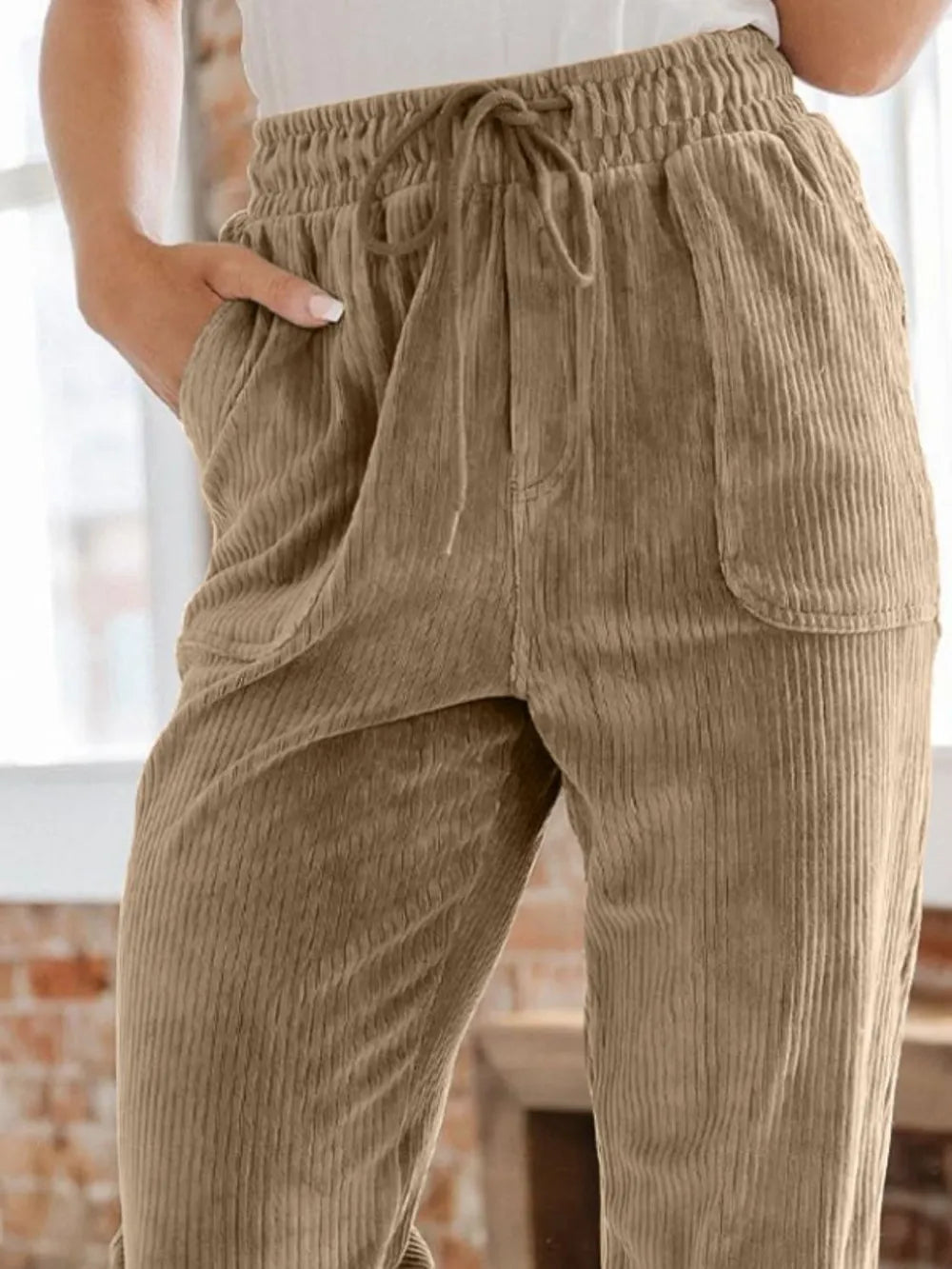 Drawstring Pants with Pockets - Korvel