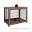 Rustic Brown Furniture Style Dog Crate Side Table on Wheels