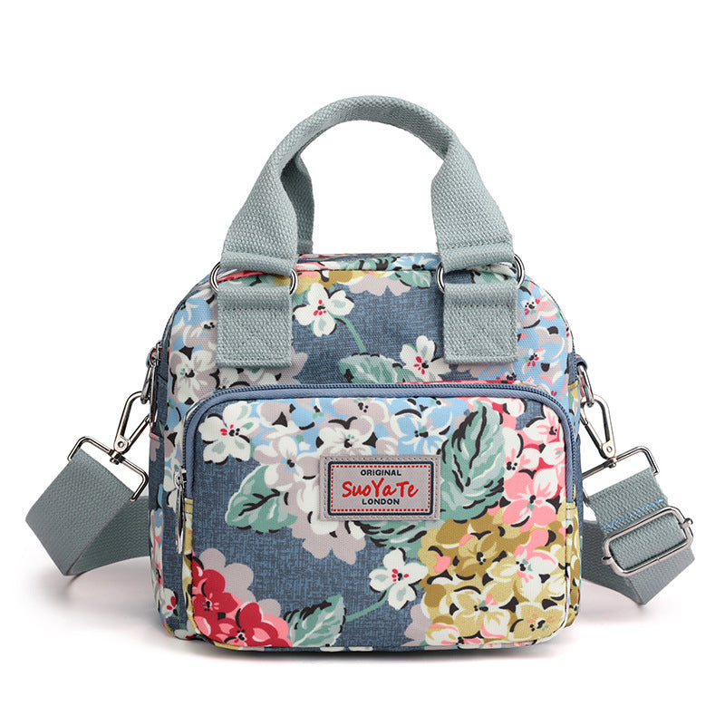 Printed Travel Water-Resistant Nylon Multi-Pocket Tote Bag