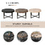 Mesa de café octagonal de madera marrón antigua con patas de metal