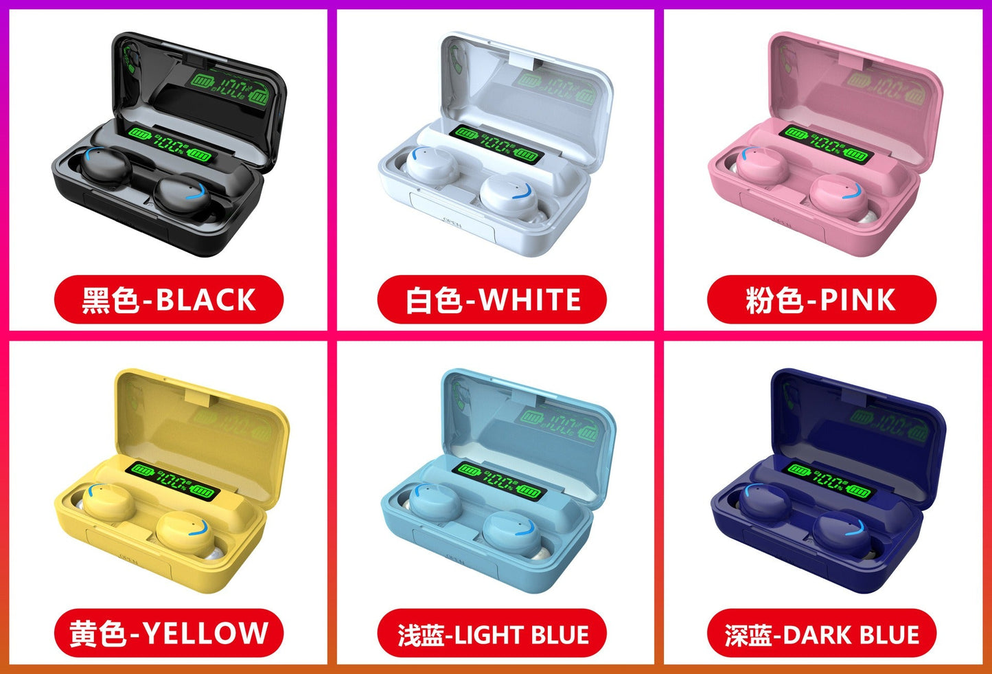 M10M30 Bluetooth Headset High-Capacity Wireless Private Model TWS New F9 Smiley Face Binaural 5.1 Noise Cancellation - Korvel