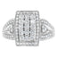 Anillo de cóctel de diamantes en oro blanco de 10K con halo de cojín de 1.0 Cttw - Talla 7