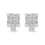 Pendientes de aro huggie en oro blanco de 14K con diamantes enmarcados en cuadrado
