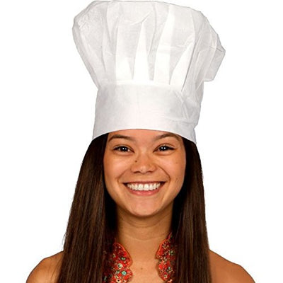 White Fabric Chef's Hat - One Size Fits Most