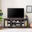 Vine TV stand console table, suitable for TVs under 70 inches, equipped with 2 storage shelves and 2 natural rattan doors, gray - Korvel