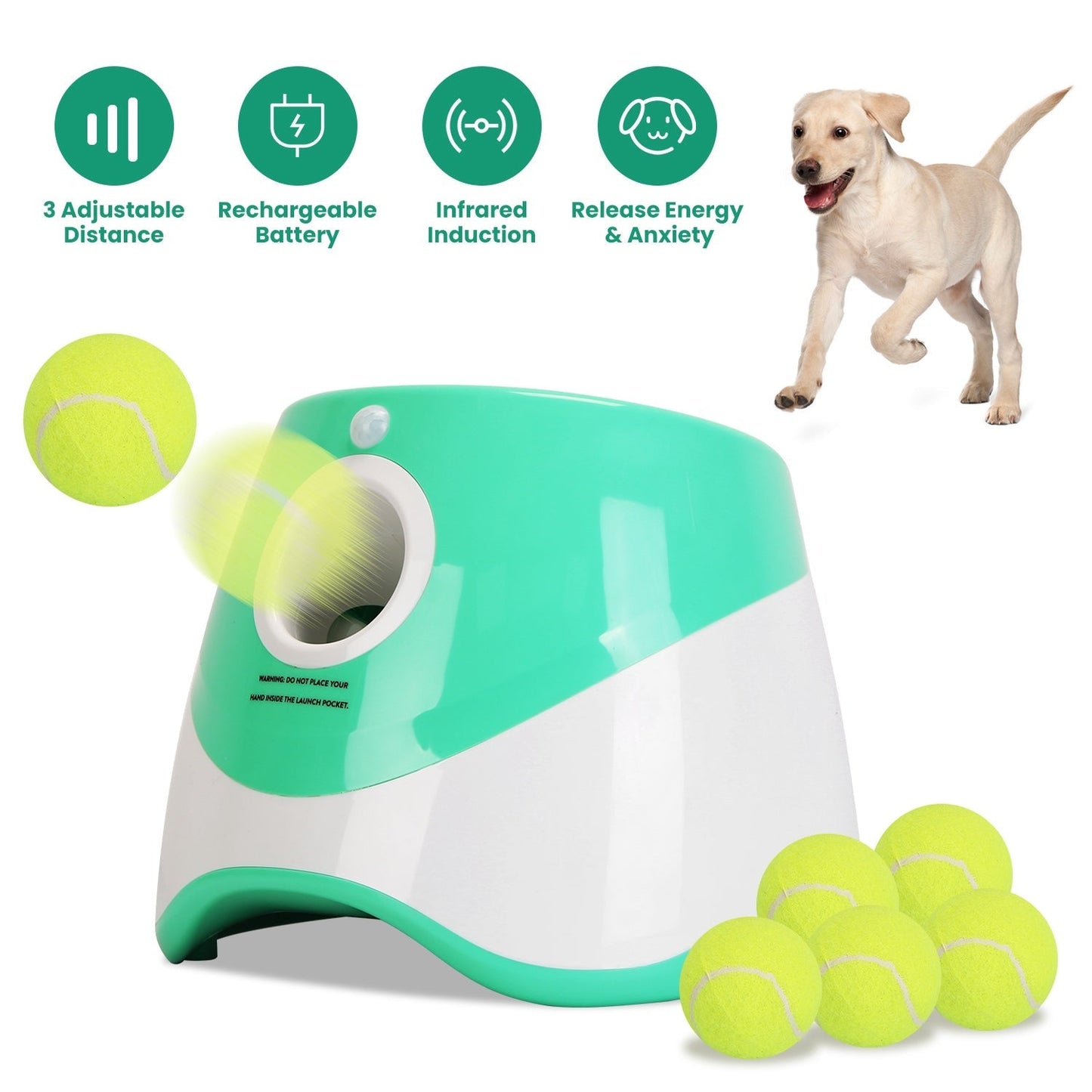 Lanceur de balle automatique Gbruno avec 6 balles de tennis