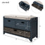 TREXM Storage Bench with Removable Basket and 2 Drawers, Fully Assembled Shoe Bench with Removable Cushion (Navy) - Korvel