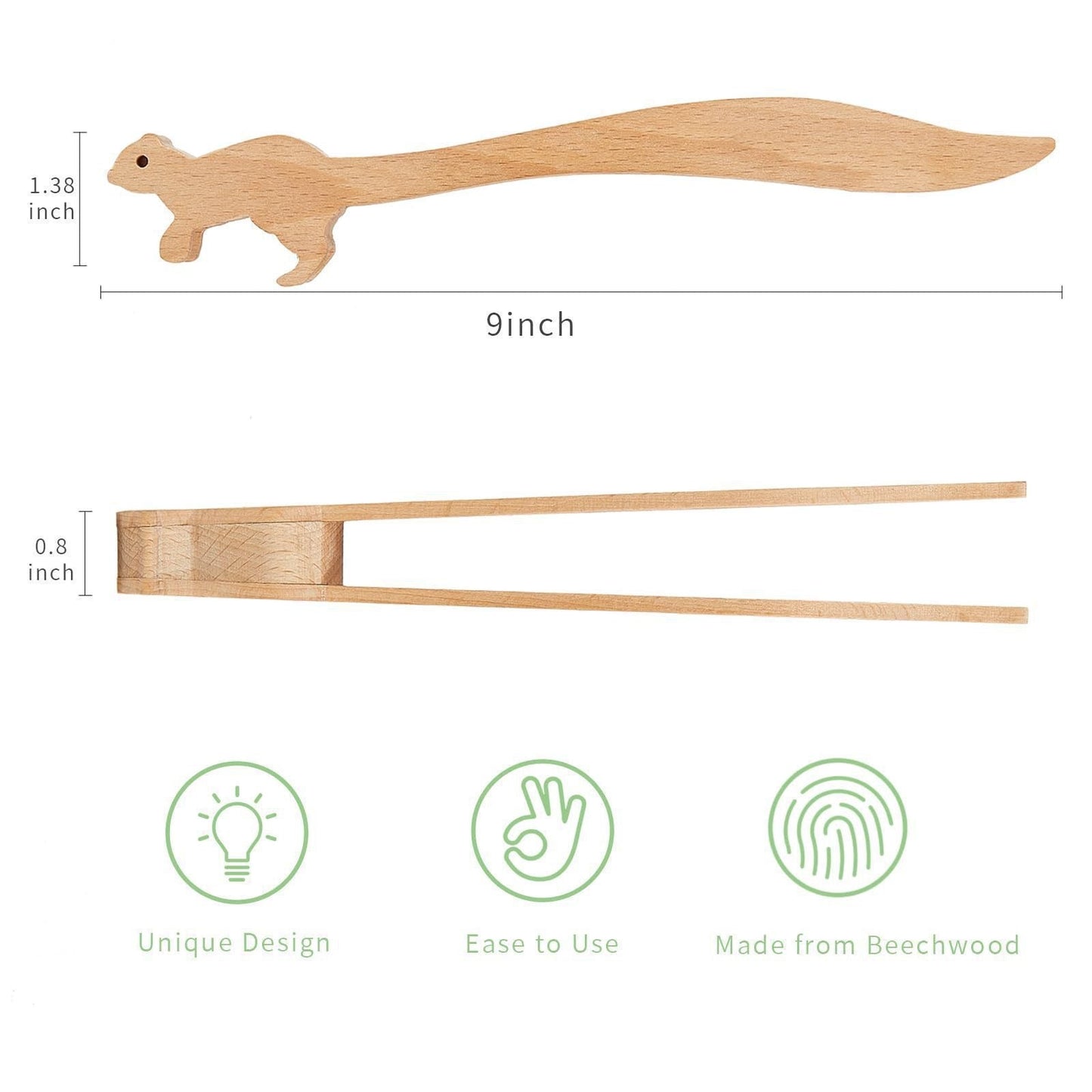 Pinzas de Tostadas de Madera de Pino con Diseño de Ardilla para Cocina y Comedor