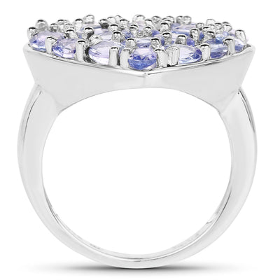 3.96 Carat Genuine Tanzanite Sterling Silver Ring