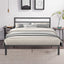Queen Size Metal Bed Frame with Headboard Charcoal Grey - Korvel