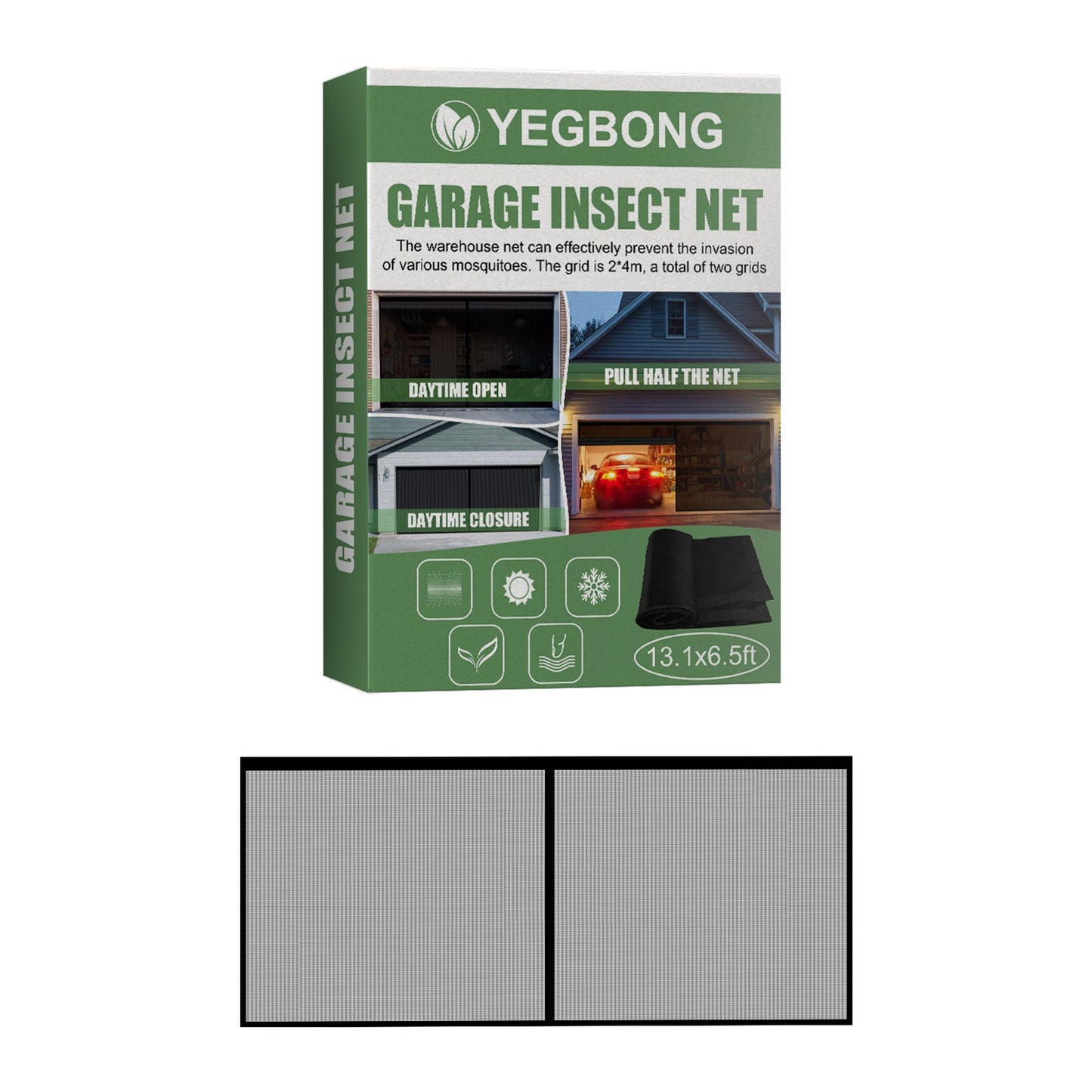 YEGBONG Garage Insect Net Velcro Seamless Retractable Portable Mosquito Net Garage Door Screen Easy Installation - Korvel