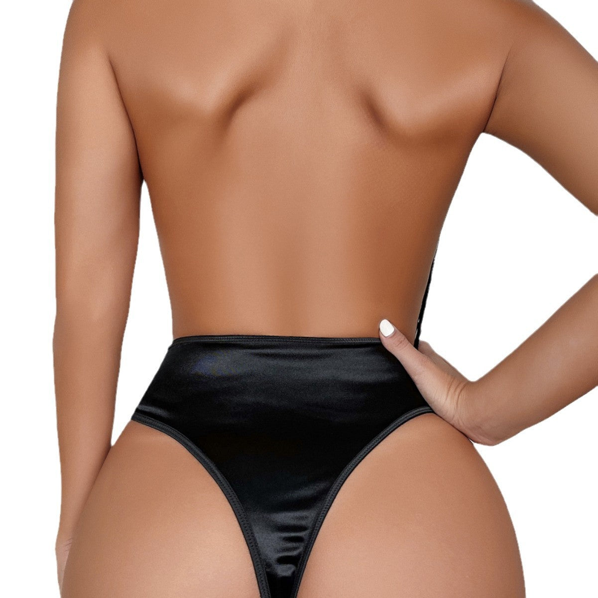 Elegant Black Lace Deep V Bodysuit