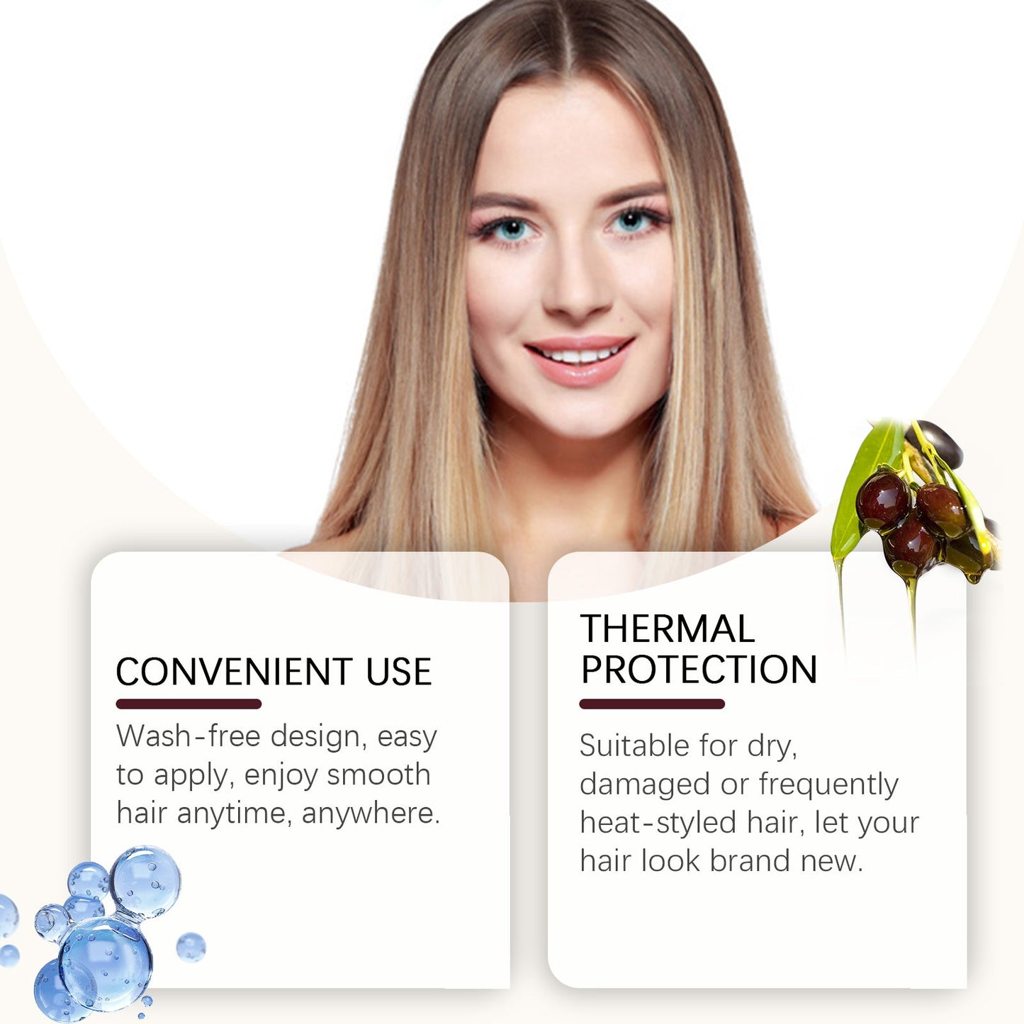 Heat Protection Free Shampoo Mask Gently Curing Dry, Split And Frizzy Hair At The End Of Hair Smooth And Bright Hair Mask - Korvel