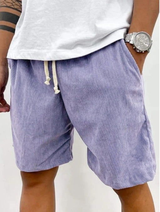 Men's Corduroy Jogger Shorts with Drawstring and Pockets