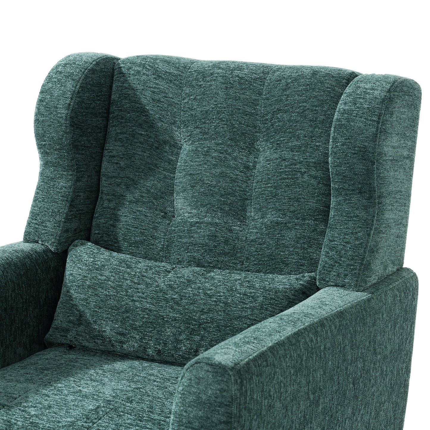 Modern Accent Chair Upholstered Foam Filled Living Room Chairs Comfy Reading Chair Mid Century Modern Chair  (Blackish Green) - Korvel