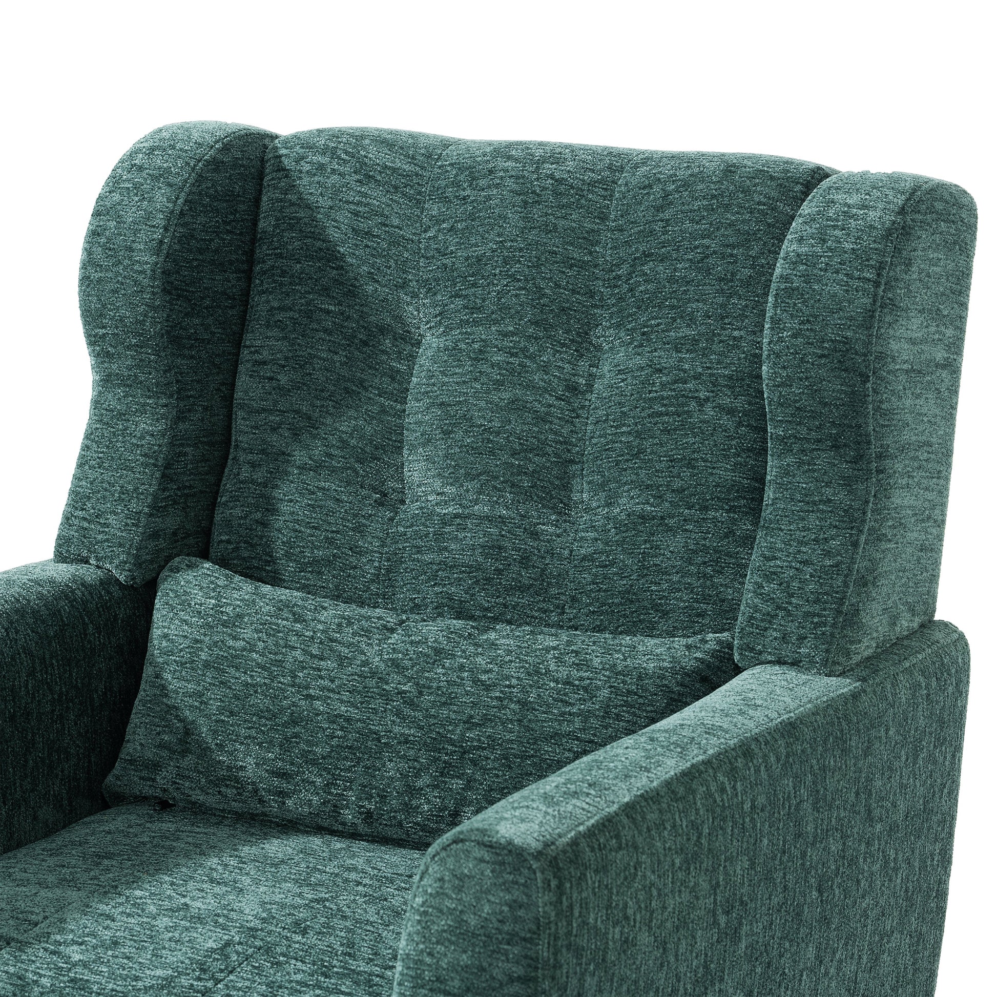 Modern Accent Chair Upholstered Foam Filled Living Room Chairs Comfy Reading Chair Mid Century Modern Chair  (Blackish Green) - Korvel