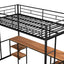 Twin loft bed with table and shelf/Heavy duty sturdy metal/Built in table and shelf/Noise reduction/Safety fence - Korvel