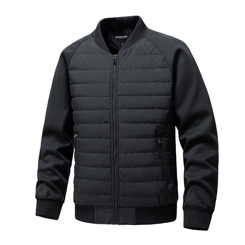 Color-Blocked Cotton-Padded Bomber Jacket for Men