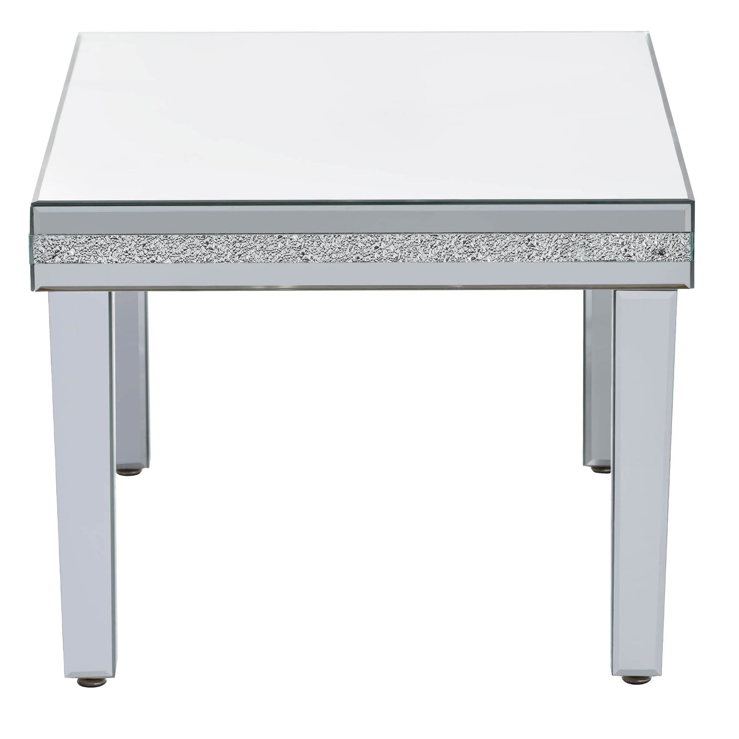 ON-TRANS Modern Glass Mirrored Coffee Table with Adjustable Height