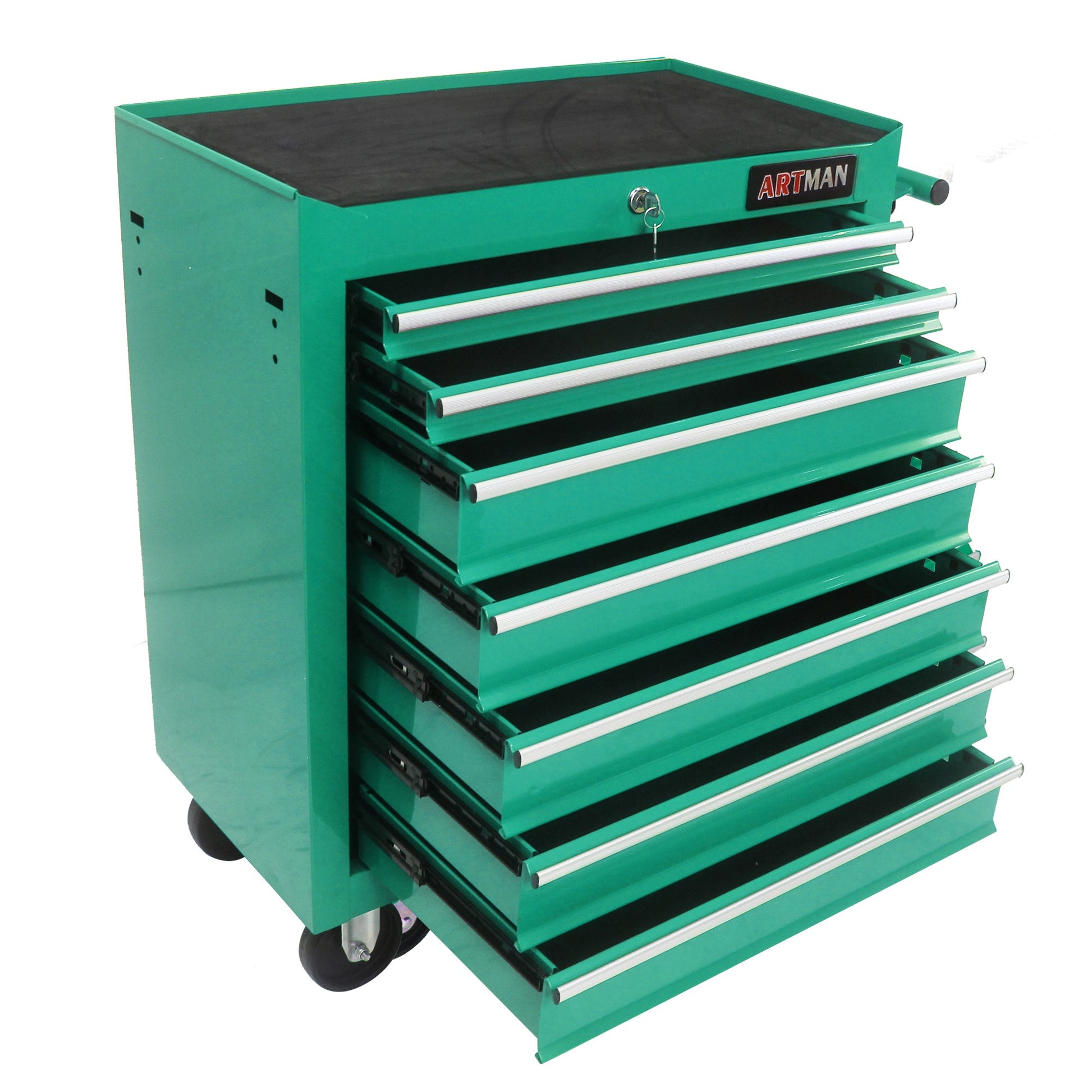 7 DRAWERS MULTIFUNCTIONAL TOOL CART WITH WHEELS-GREEN - Korvel