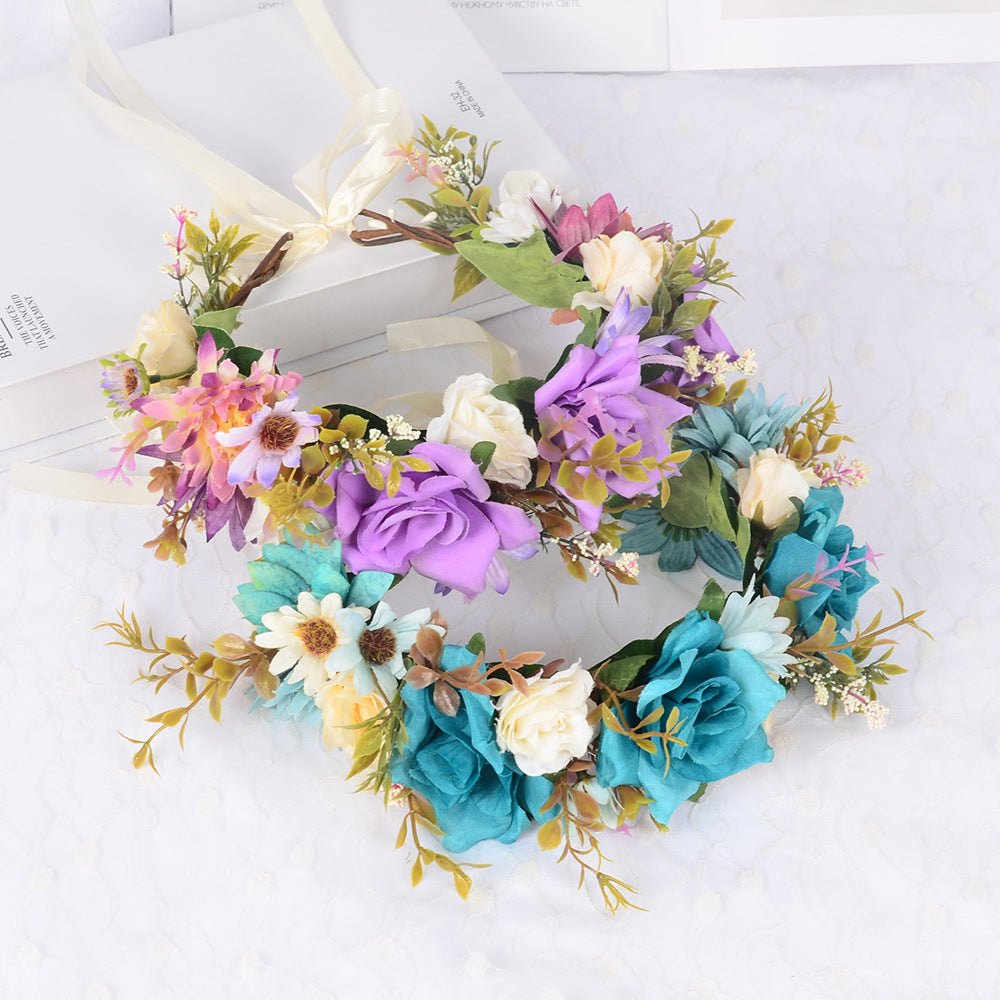 Flower garland headwear simulated flower vine flower crown vacation photography headwear - Korvel