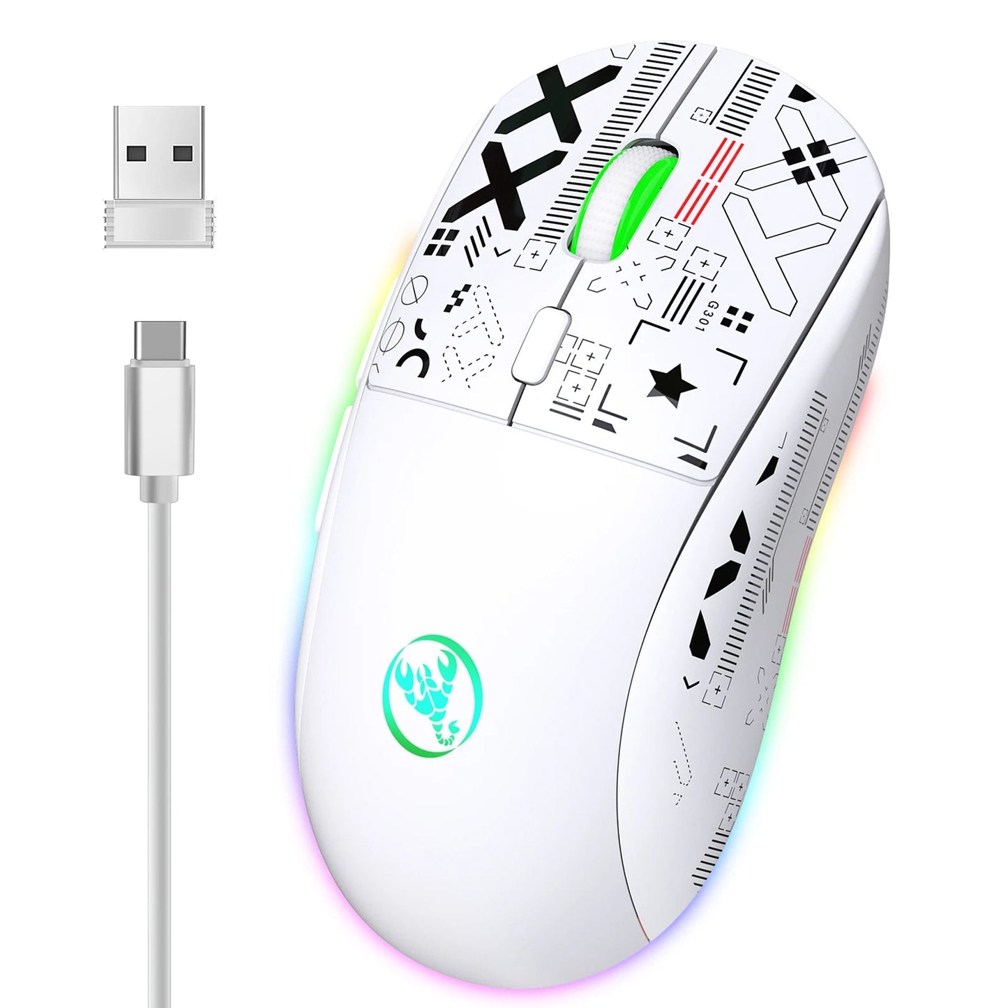 HXSJ T90 Wireless Mechanical Gaming Mouse with RGB Lighting