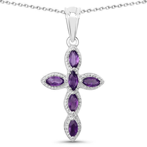0.90 Carat Genuine Amethyst Sterling Silver Pendant