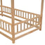 Lit en bois taille twin avec cadre de toit de maison et barrières de sécurité
