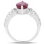 Bague en argent sterling de 3,56 carats avec rubis véritable et topaze blanche