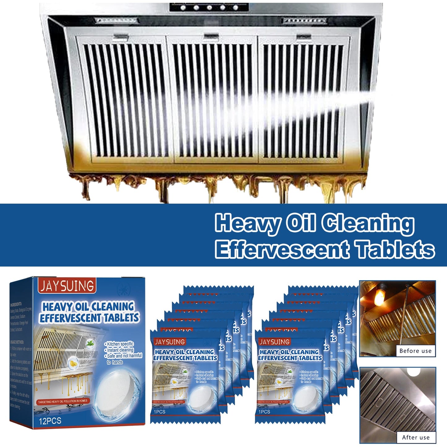 Effervescent Kitchen Oil Stain Cleaning Tablets