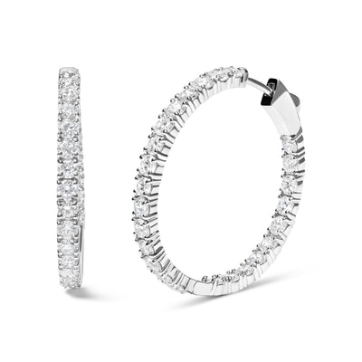 14K White Gold Lab Grown Diamond Inside Out Hoop Earrings