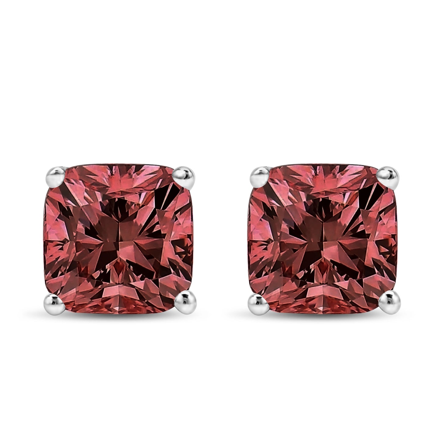 Pendientes de Stud de Diamante Rosa Creado en Laboratorio en Oro Blanco de 14K