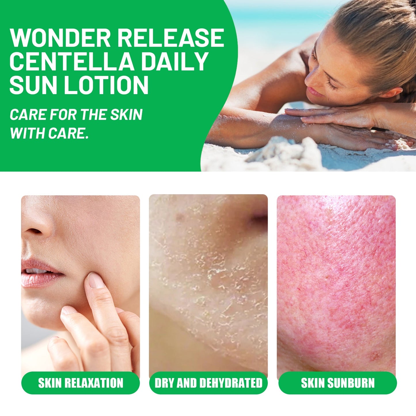 Wonder Release Centella Daily Sun Lotion, Summer Protective Hydrating Mild Isolation Protective Cream - Korvel