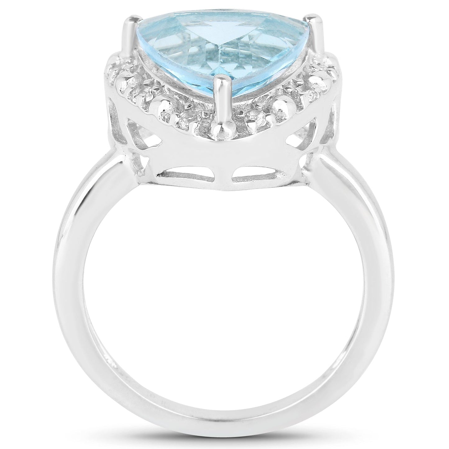 Bague en argent sterling avec topaze bleue et topaze blanche de 5,05 carats