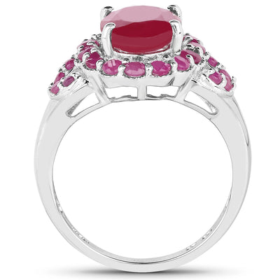 Elegant 4.43 Carat Ruby & Sterling Silver Cocktail Ring