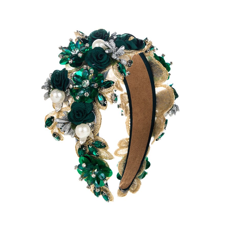 Luxury Baroque Rhinestone Pearl Flower Headband Fashion Hair Accessories For Women Trendy Party Hairband Hair Band Girl Headwear - Korvel