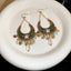 Pendientes Colgantes de Rhinestone Verde Oscuro Elegantes