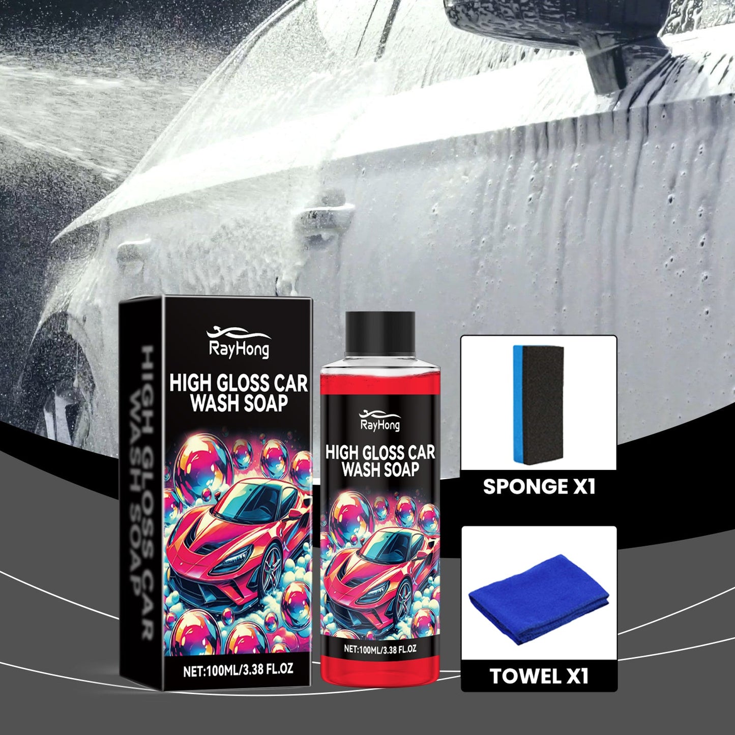 Foam Car Wash Liquid, Car Cleaning Mild Decontamination Foam Dust Refurbished Bright Cleaner - Korvel