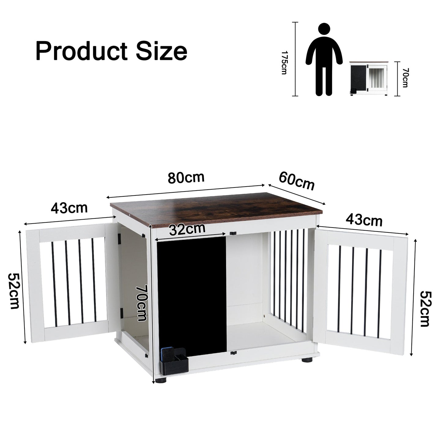 Elegant Doodle Dog Crate with Dual Doors - White