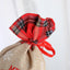 Christmas gift bag, letter printed Santa Claus home decoration, plaid linen red wine set - Korvel