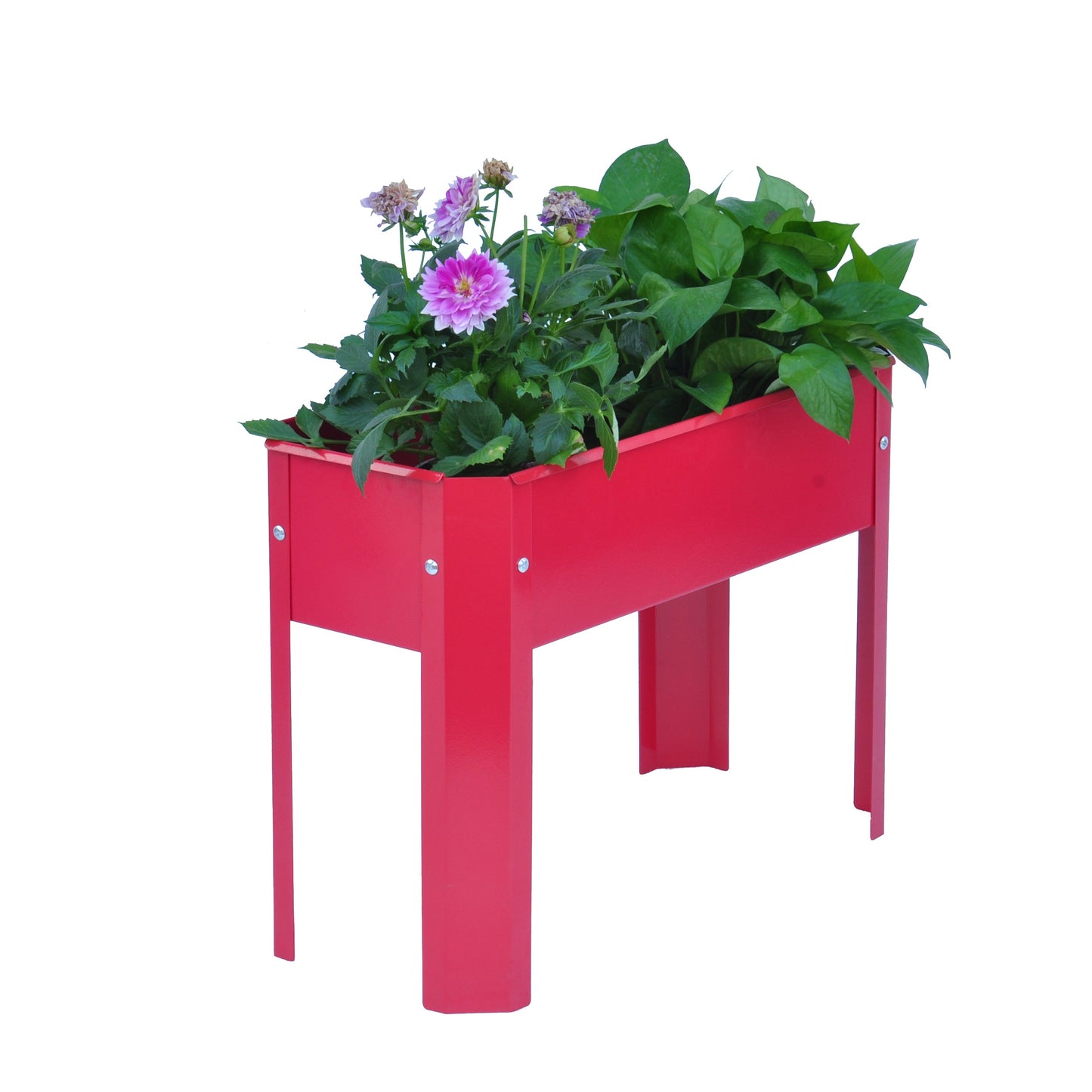 Mini Elevated garden bed, metal elevated outdoor flowerpot box, suitable for backyard and terrace, large flowerpot Red + Steel - Korvel